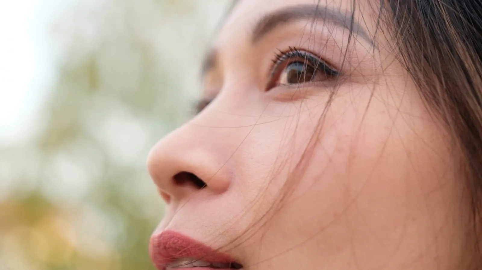 Nose and cheek of a woman from the side, illustrative image for the correction of the nostrils