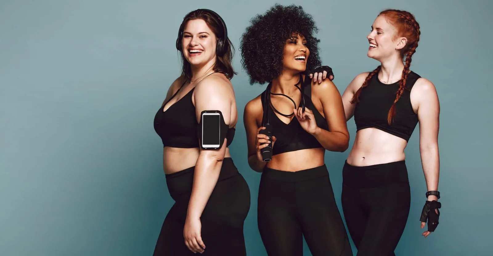 Three women in sportswear, illustrative image for GLP-1 therapy with exercise